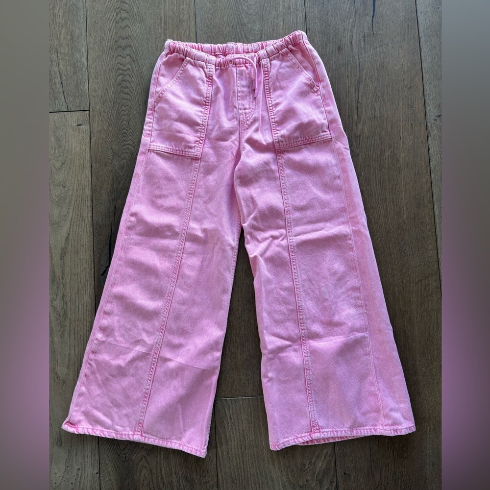 GAP Parisian Pink Baggy Ultra Soft Denim Pants Wide Leg Girls - Size Large